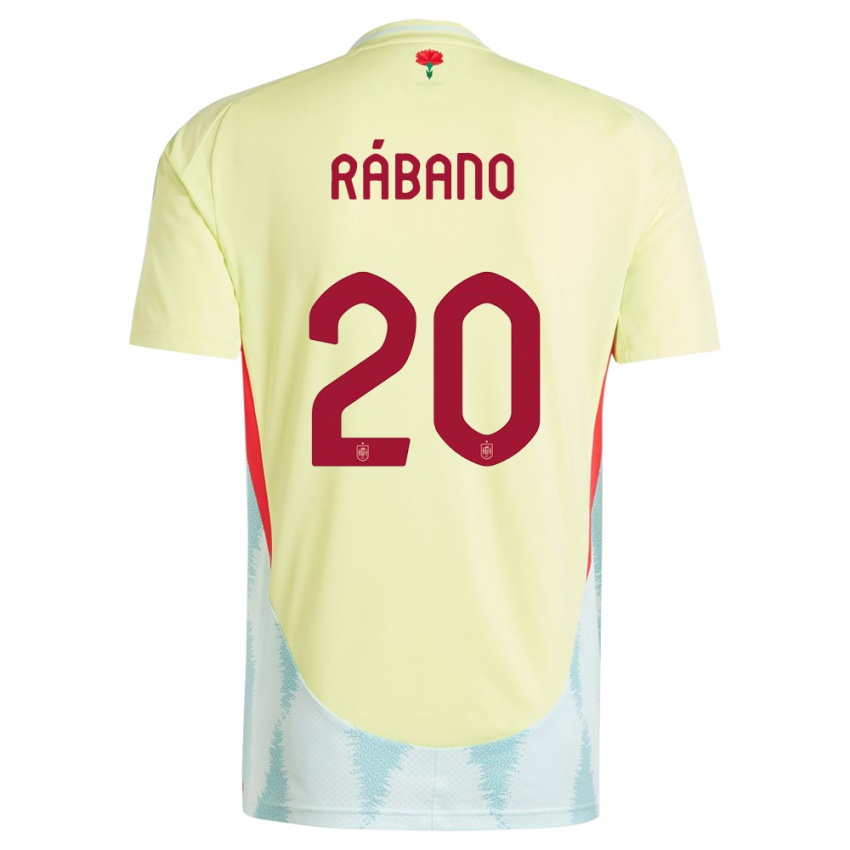 Heren Spanje Nuria Rabano #20 Geel Uitshirt Uittenue 24-26 T-Shirt
