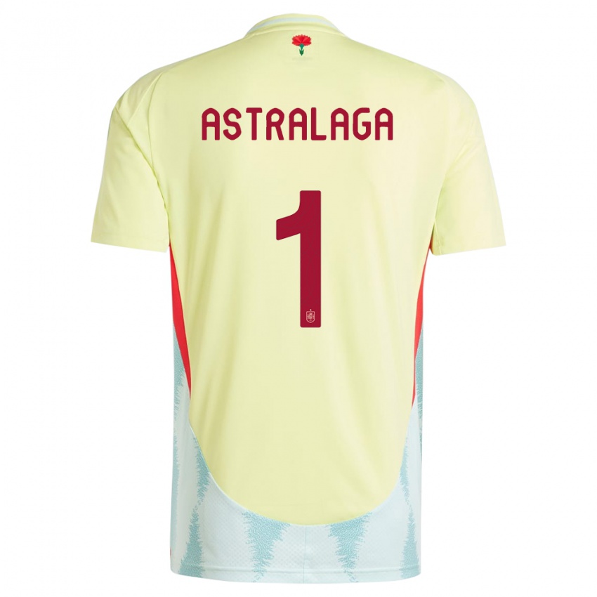 Heren Spanje Ander Astralaga #1 Geel Uitshirt Uittenue 24-26 T-Shirt