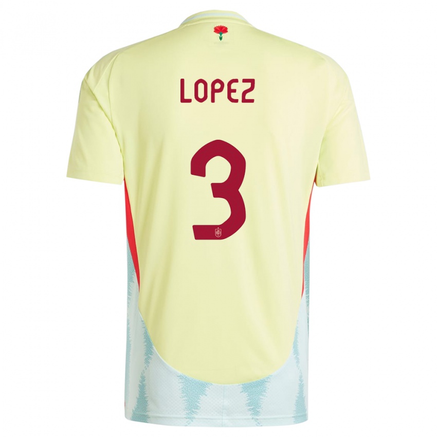 Heren Spanje Juan Lopez #3 Geel Uitshirt Uittenue 24-26 T-Shirt