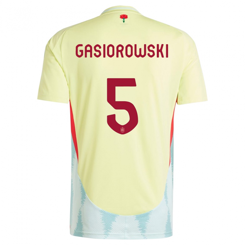 Heren Spanje Yarek Gasiorowski #5 Geel Uitshirt Uittenue 24-26 T-Shirt