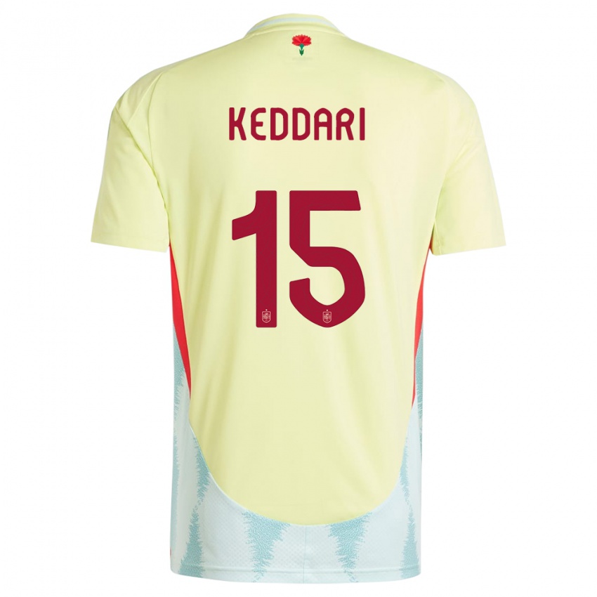 Heren Spanje Wassim Keddari #15 Geel Uitshirt Uittenue 24-26 T-Shirt