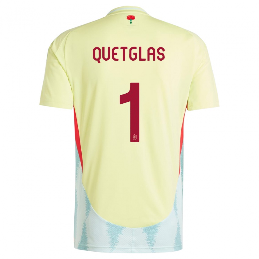 Heren Spanje Ferran Quetglas #1 Geel Uitshirt Uittenue 24-26 T-Shirt