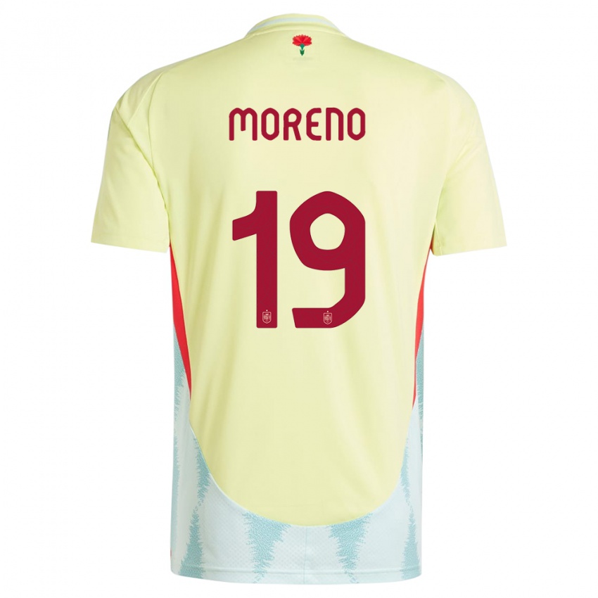 Heren Spanje Victor Moreno #19 Geel Uitshirt Uittenue 24-26 T-Shirt