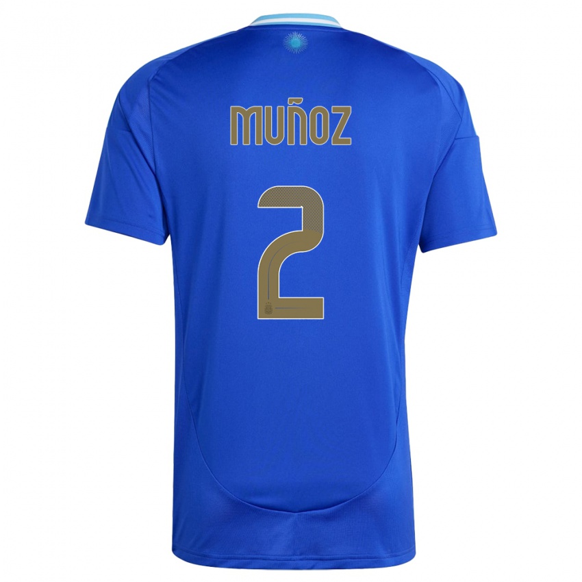Heren Argentinië Luana Munoz #2 Blauw Uitshirt Uittenue 24-26 T-Shirt