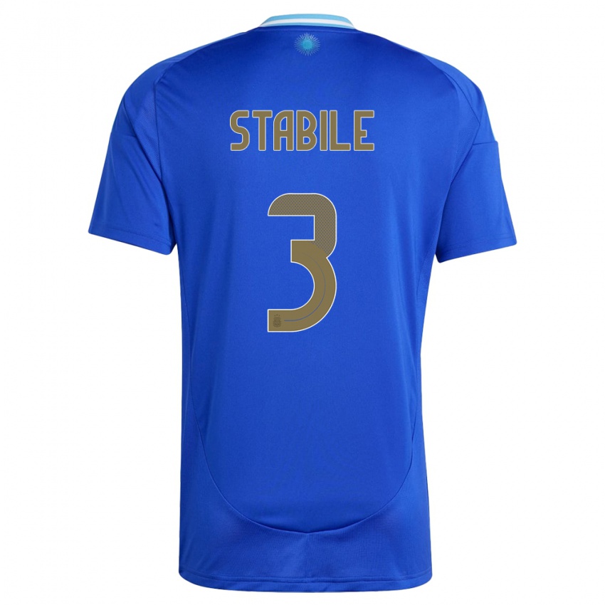 Heren Argentinië Eliana Stabile #3 Blauw Uitshirt Uittenue 24-26 T-Shirt