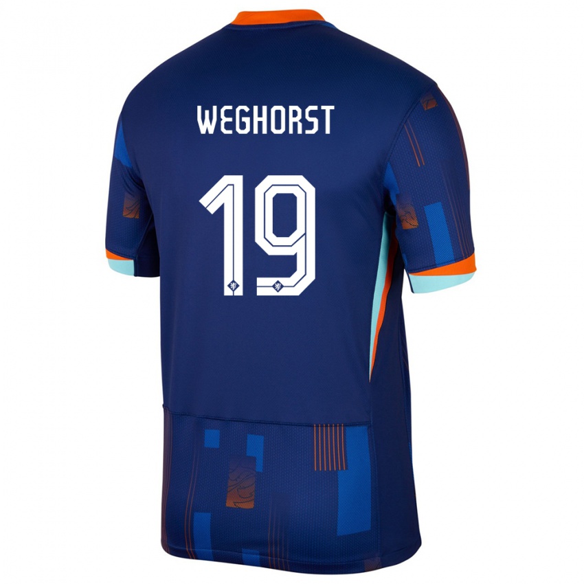 Heren Nederland Wout Weghorst #19 Blauw Uitshirt Uittenue 24-26 T-Shirt
