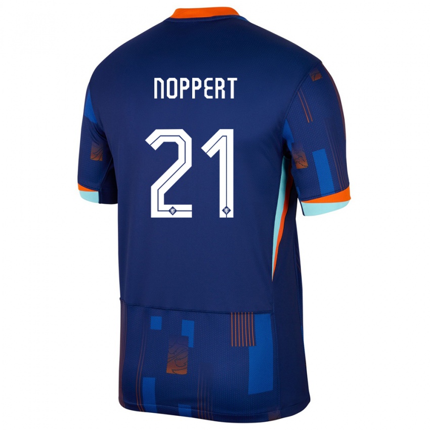Heren Nederland Andries Noppert #21 Blauw Uitshirt Uittenue 24-26 T-Shirt