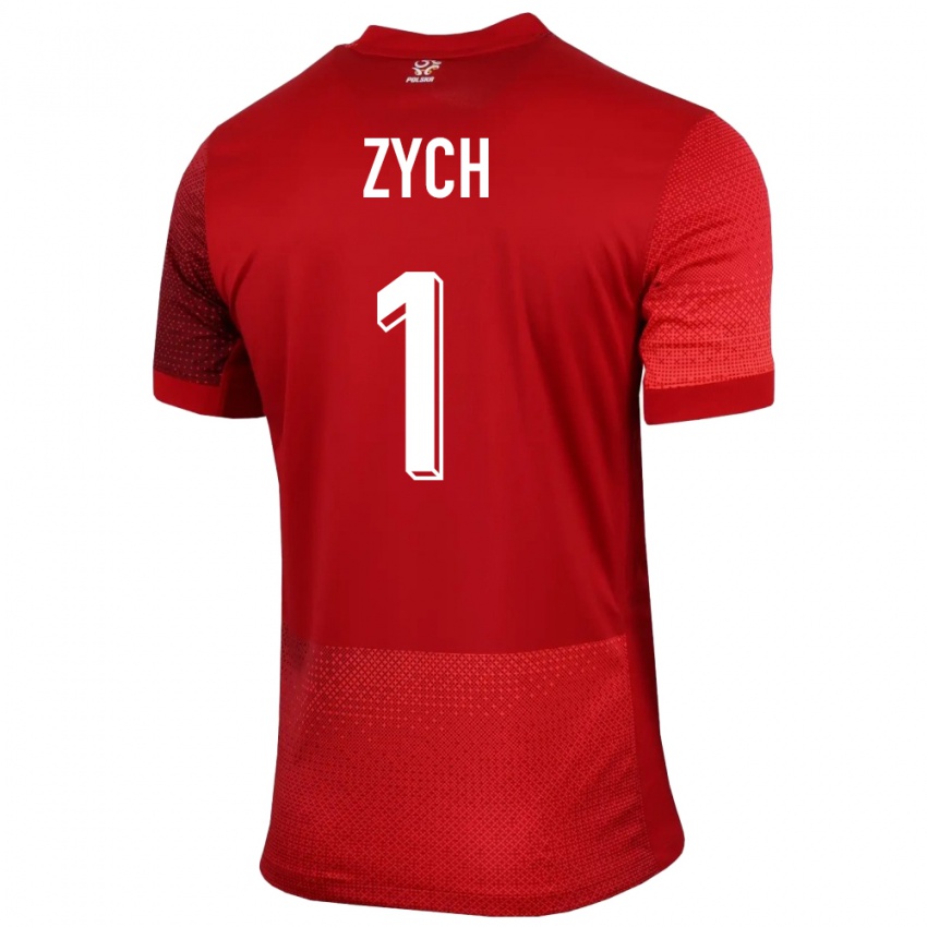 Heren Polen Oliwier Zych #1 Rood Uitshirt Uittenue 24-26 T-Shirt