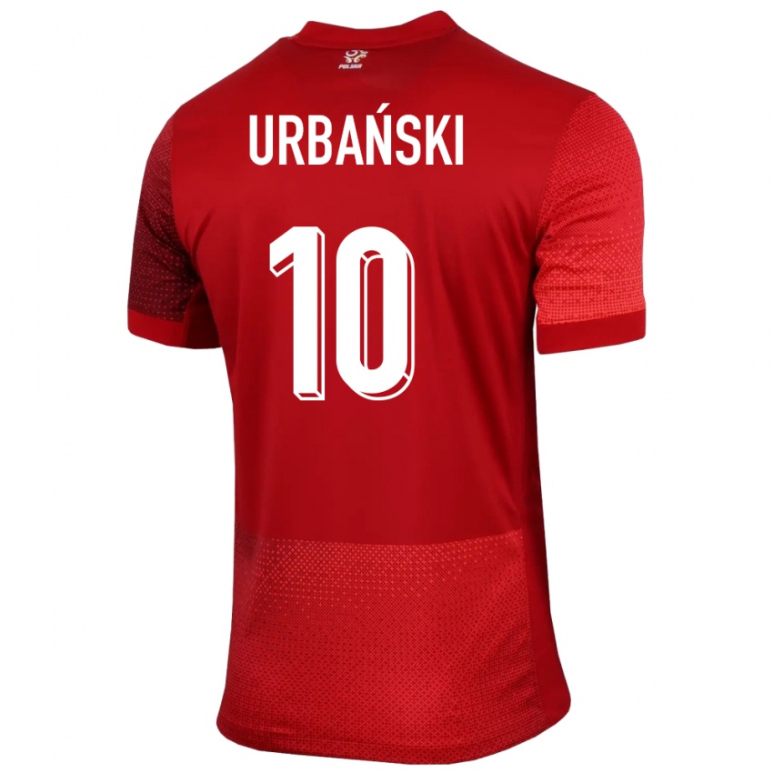 Heren Polen Kacper Urbanski #10 Rood Uitshirt Uittenue 24-26 T-Shirt