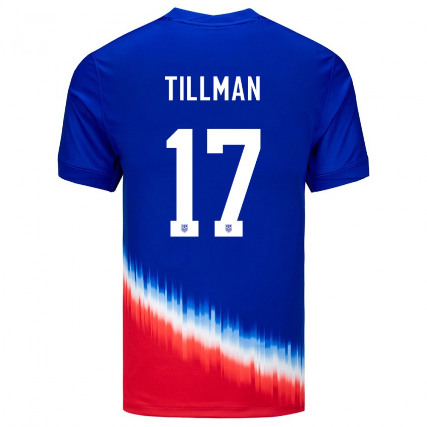 Heren Verenigde Staten Malik Tillman #17 Blauw Uitshirt Uittenue 24-26 T-Shirt