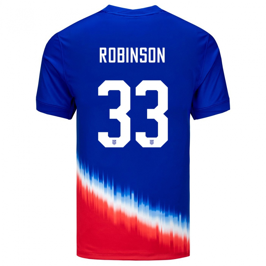 Heren Verenigde Staten Antonee Robinson #33 Blauw Uitshirt Uittenue 24-26 T-Shirt
