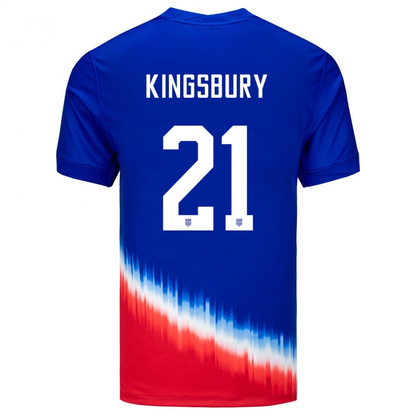 Heren Verenigde Staten Aubrey Kingsbury #21 Blauw Uitshirt Uittenue 24-26 T-Shirt