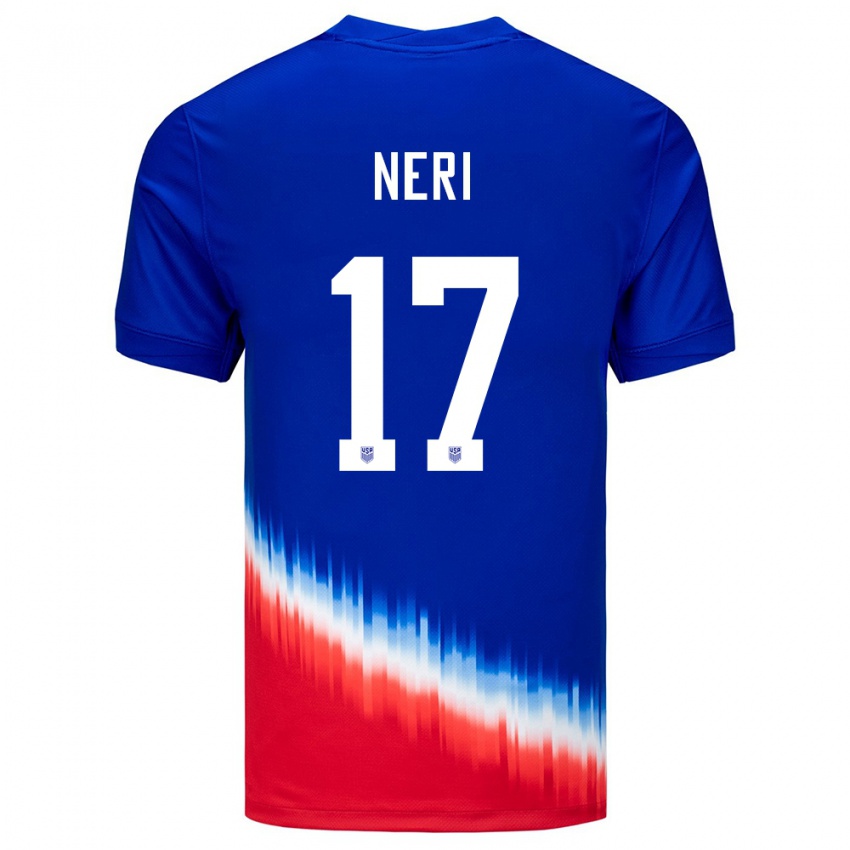 Heren Verenigde Staten Rodrigo Neri #17 Blauw Uitshirt Uittenue 24-26 T-Shirt