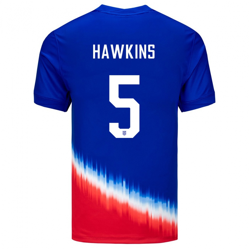 Heren Verenigde Staten Stuart Hawkins #5 Blauw Uitshirt Uittenue 24-26 T-Shirt