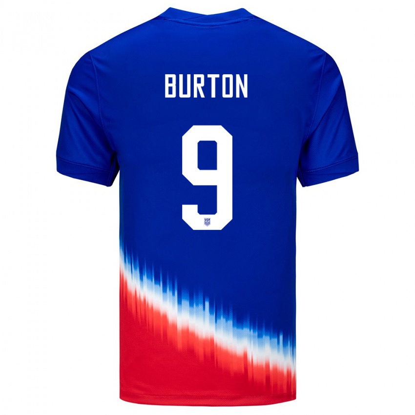 Heren Verenigde Staten Micah Burton #9 Blauw Uitshirt Uittenue 24-26 T-Shirt