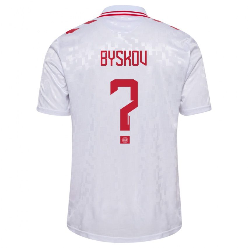 Heren Denemarken Valdemar Byskov #0 Wit Uitshirt Uittenue 24-26 T-Shirt