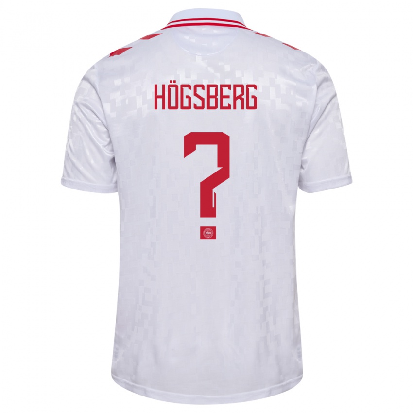 Heren Denemarken Lucas Högsberg #0 Wit Uitshirt Uittenue 24-26 T-Shirt