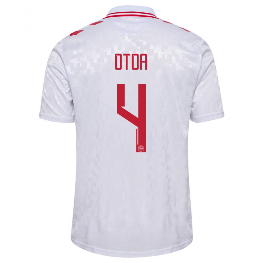 Heren Denemarken Sebastian Otoa #4 Wit Uitshirt Uittenue 24-26 T-Shirt