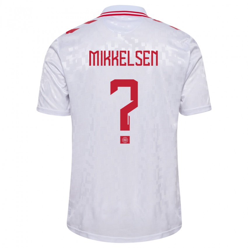 Heren Denemarken Sebastian Mikkelsen #0 Wit Uitshirt Uittenue 24-26 T-Shirt