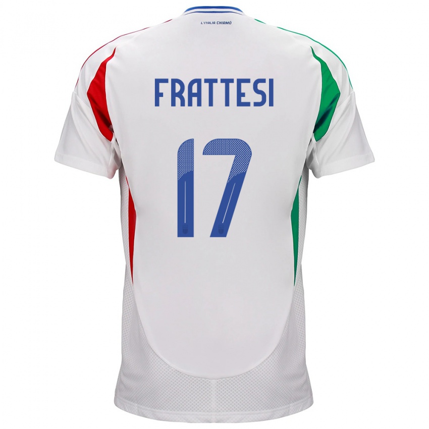 Heren Italië Davide Frattesi #17 Wit Uitshirt Uittenue 24-26 T-Shirt