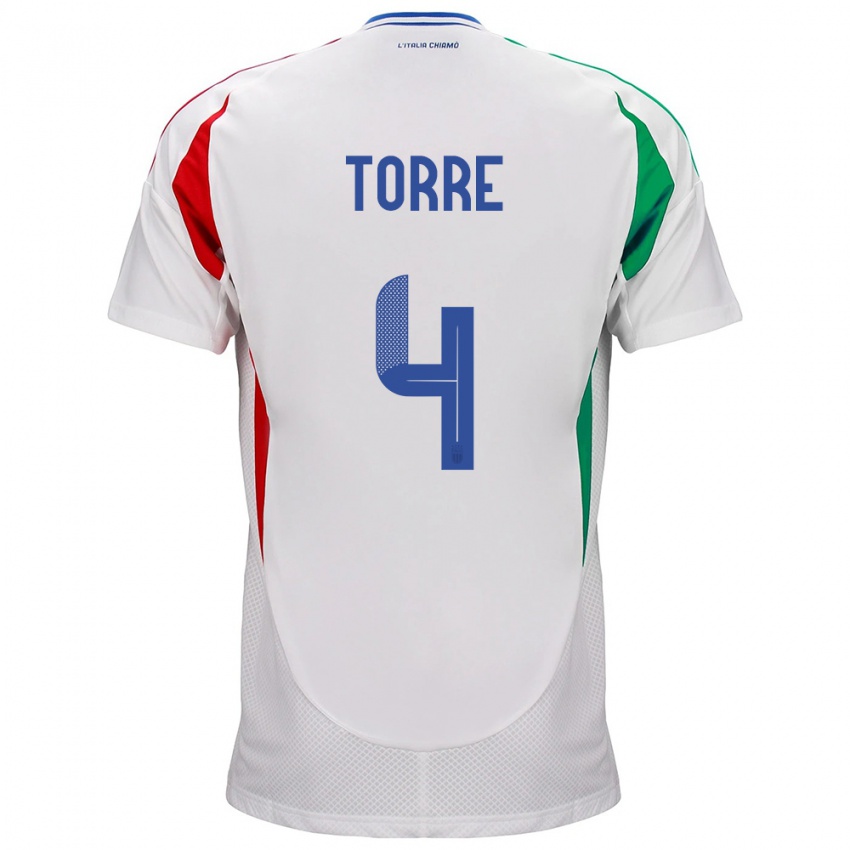 Heren Italië Pietro La Torre #4 Wit Uitshirt Uittenue 24-26 T-Shirt