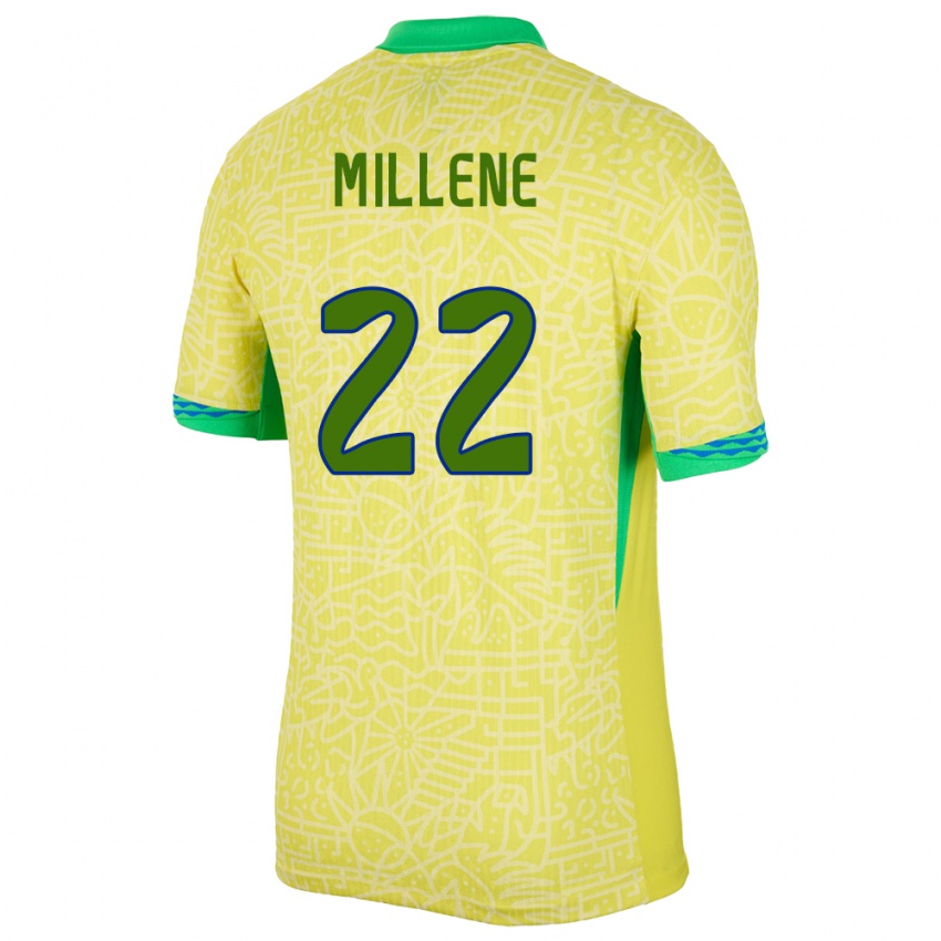 Dames Brazilië Millene #22 Geel Thuisshirt Thuistenue 24-26 T-Shirt
