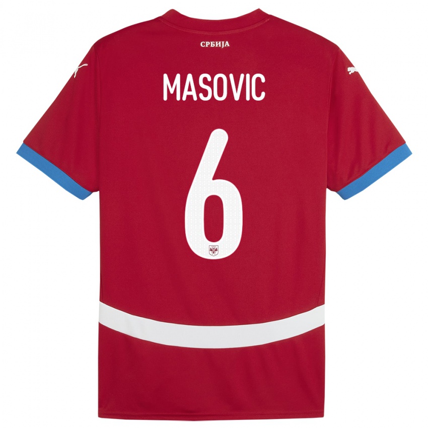 Dames Servië Erhan Masovic #6 Rood Thuisshirt Thuistenue 24-26 T-Shirt