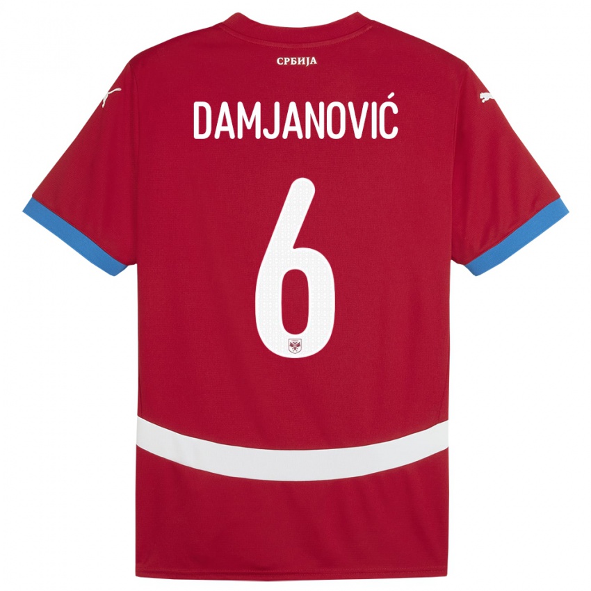Dames Servië Nevena Damjanovic #6 Rood Thuisshirt Thuistenue 24-26 T-Shirt