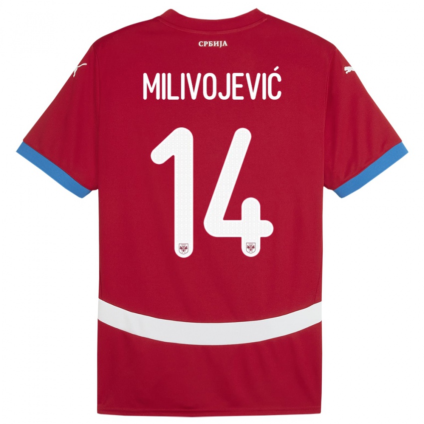 Dames Servië Vesna Milivojevic #14 Rood Thuisshirt Thuistenue 24-26 T-Shirt