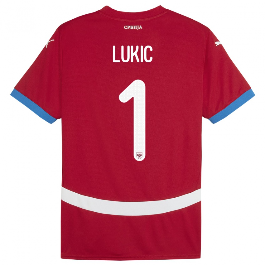 Dames Servië Ognjen Lukic #1 Rood Thuisshirt Thuistenue 24-26 T-Shirt