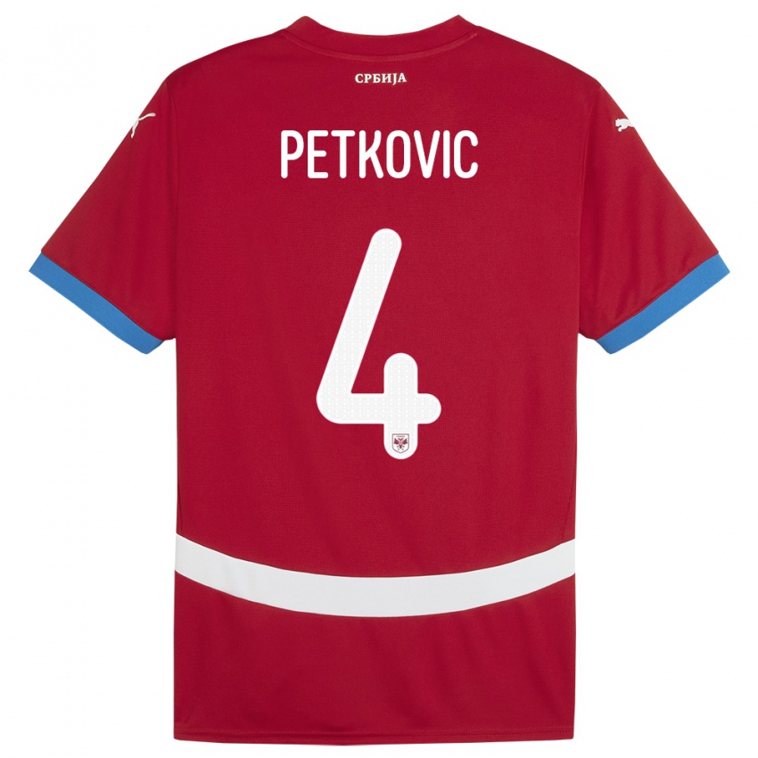 Dames Servië Nikola Petkovic #4 Rood Thuisshirt Thuistenue 24-26 T-Shirt