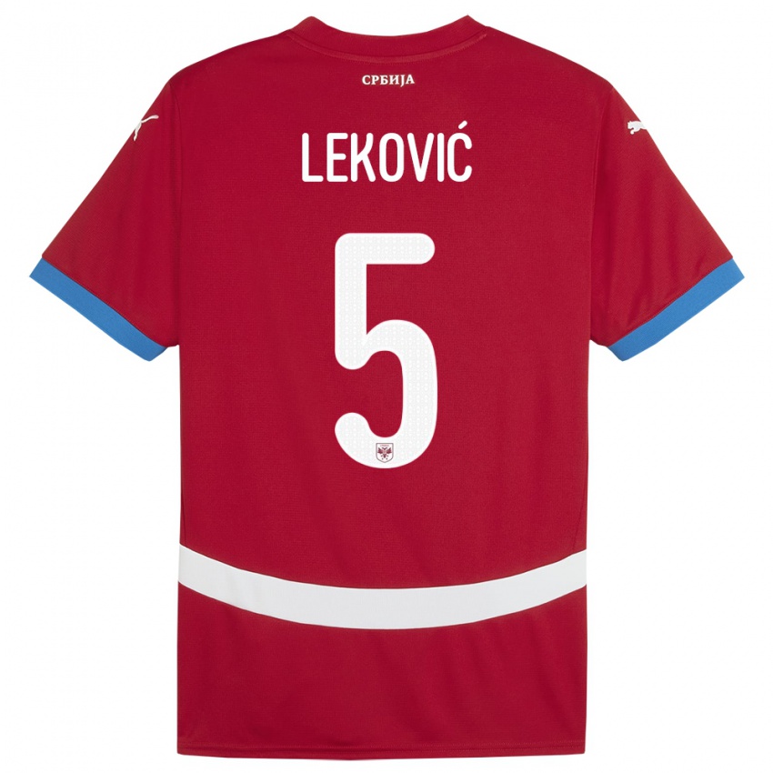 Dames Servië Stefan Lekovic #5 Rood Thuisshirt Thuistenue 24-26 T-Shirt