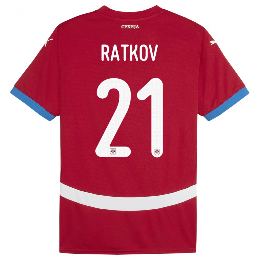 Dames Servië Petar Ratkov #21 Rood Thuisshirt Thuistenue 24-26 T-Shirt
