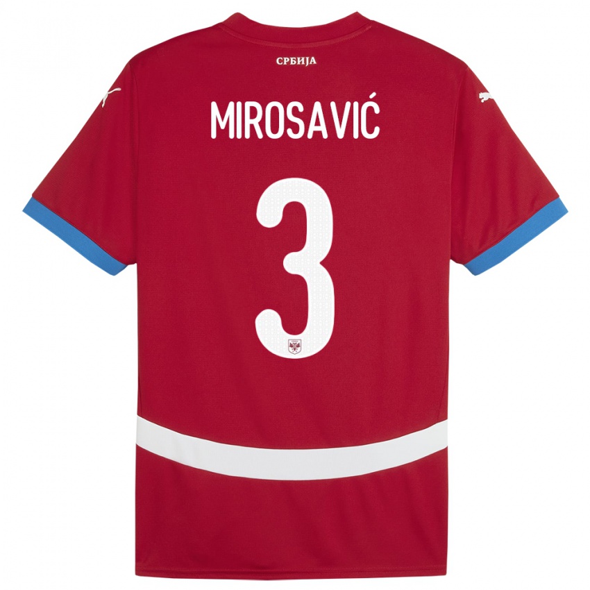 Dames Servië Veljko Mirosavic #3 Rood Thuisshirt Thuistenue 24-26 T-Shirt