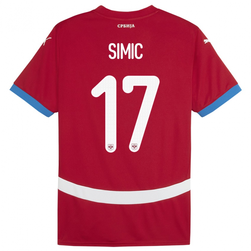Dames Servië Jan Carlo Simic #17 Rood Thuisshirt Thuistenue 24-26 T-Shirt
