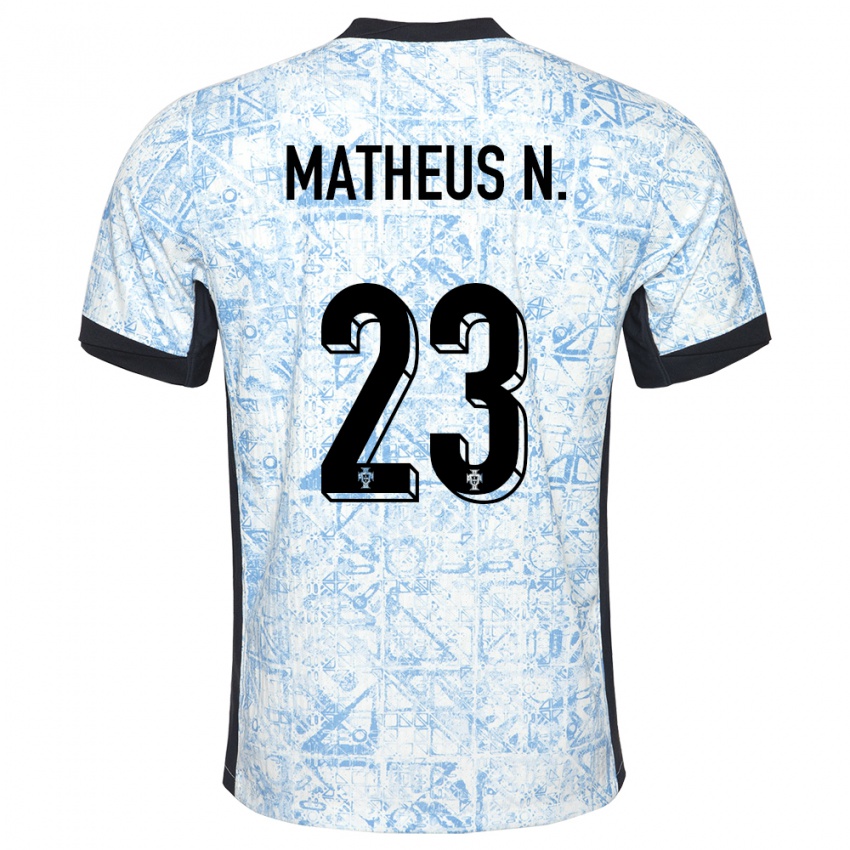 Dames Portugal Matheus Nunes #23 Crème Blauw Uitshirt Uittenue 24-26 T-Shirt