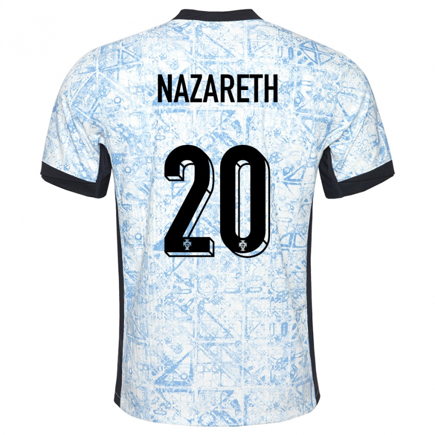 Dames Portugal Kika Nazareth #20 Crème Blauw Uitshirt Uittenue 24-26 T-Shirt