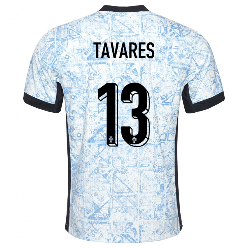 Dames Portugal Nuno Tavares #13 Crème Blauw Uitshirt Uittenue 24-26 T-Shirt