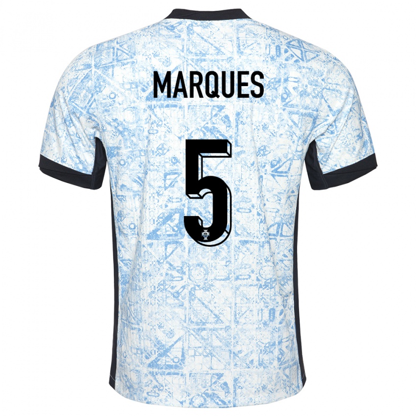 Dames Portugal Martim Marques #5 Crème Blauw Uitshirt Uittenue 24-26 T-Shirt
