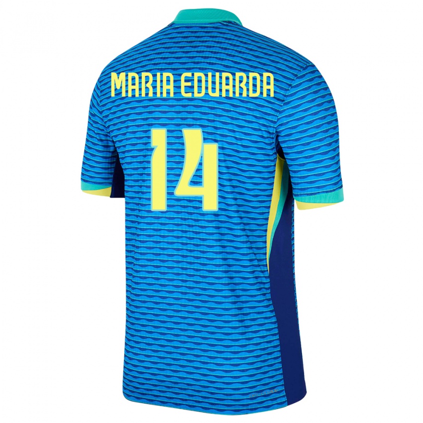 Dames Brazilië Maria Eduarda #14 Blauw Uitshirt Uittenue 24-26 T-Shirt