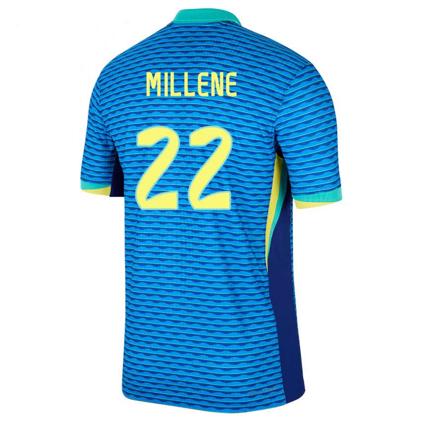 Dames Brazilië Millene #22 Blauw Uitshirt Uittenue 24-26 T-Shirt
