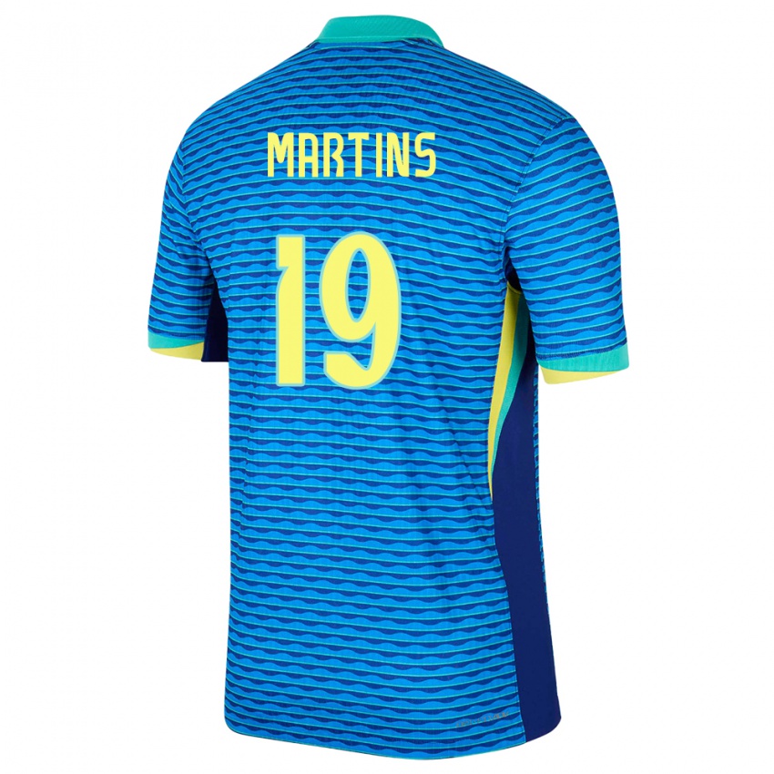 Dames Brazilië Matheus Martins #19 Blauw Uitshirt Uittenue 24-26 T-Shirt