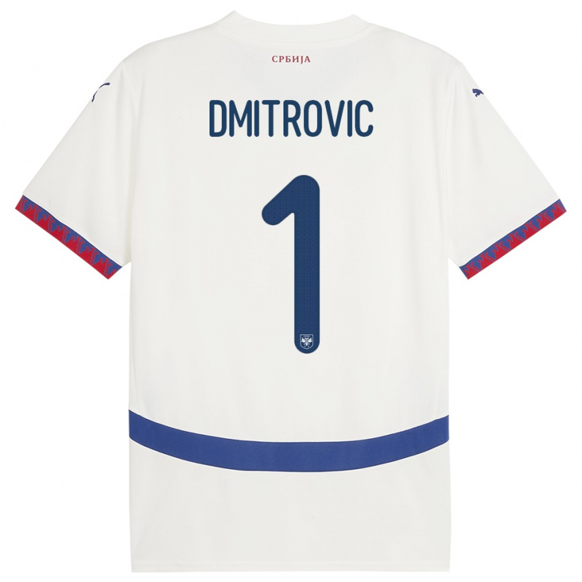 Dames Servië Marko Dmitrovic #1 Wit Uitshirt Uittenue 24-26 T-Shirt