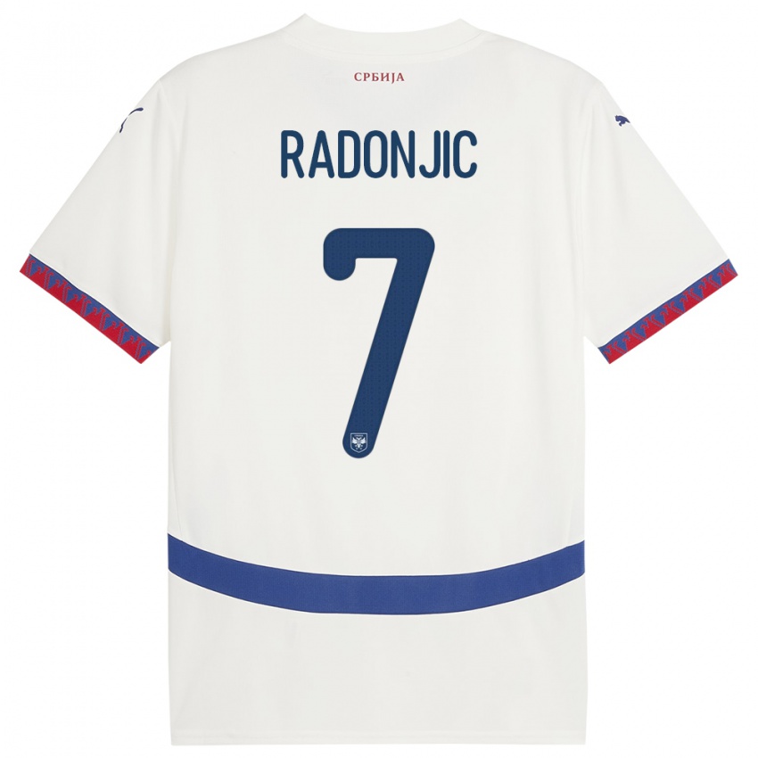 Dames Servië Nemanja Radonjic #7 Wit Uitshirt Uittenue 24-26 T-Shirt