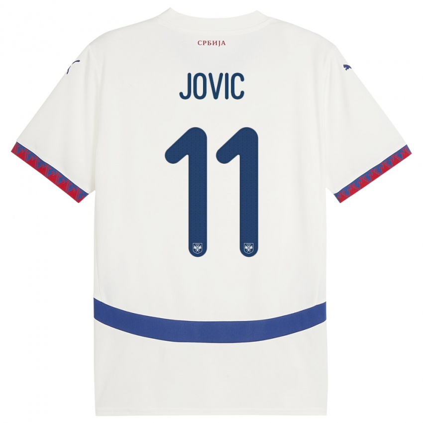 Dames Servië Luka Jovic #11 Wit Uitshirt Uittenue 24-26 T-Shirt