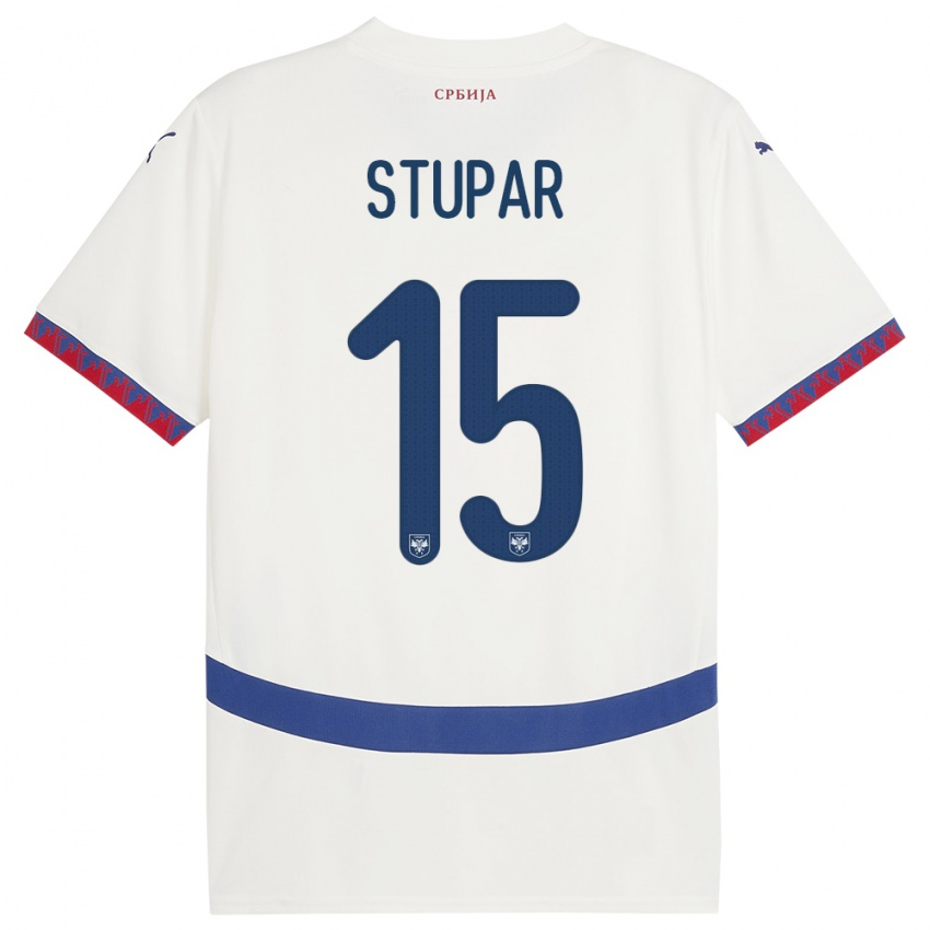 Dames Servië Zivana Stupar #15 Wit Uitshirt Uittenue 24-26 T-Shirt
