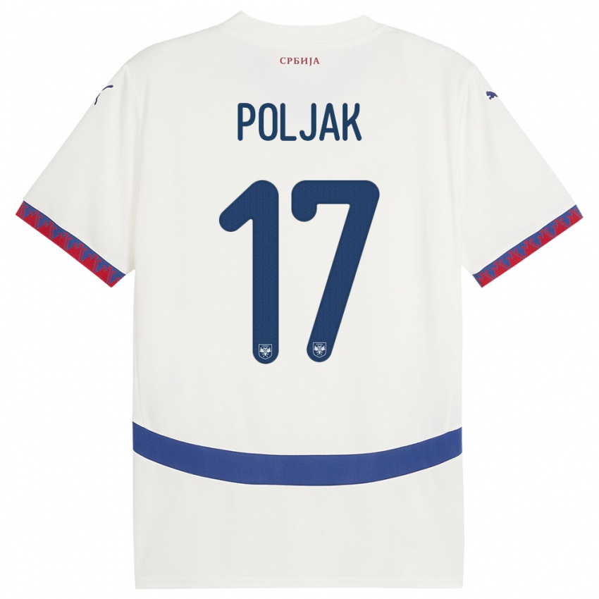 Dames Servië Allegra Poljak #17 Wit Uitshirt Uittenue 24-26 T-Shirt