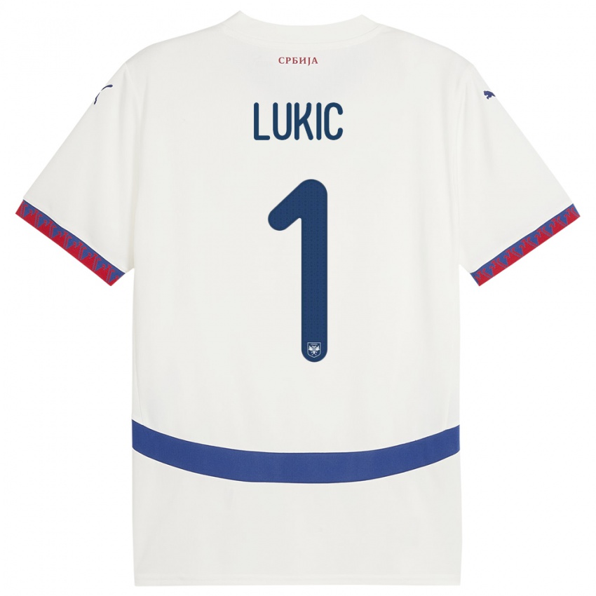 Dames Servië Ognjen Lukic #1 Wit Uitshirt Uittenue 24-26 T-Shirt