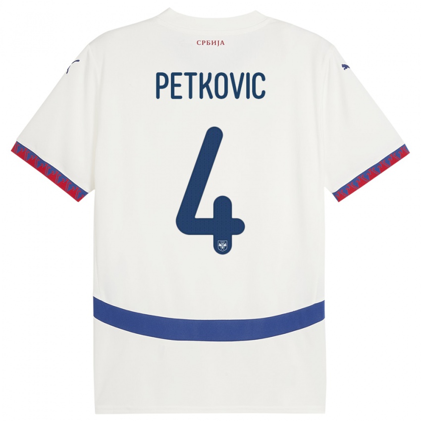 Dames Servië Nikola Petkovic #4 Wit Uitshirt Uittenue 24-26 T-Shirt
