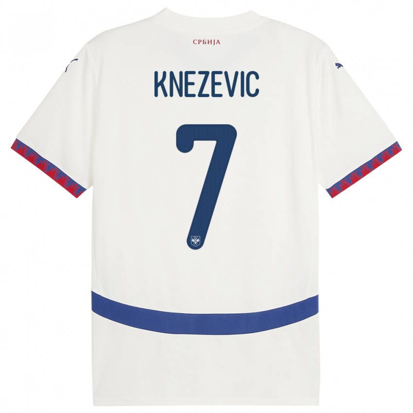 Dames Servië Nikola Knezevic #7 Wit Uitshirt Uittenue 24-26 T-Shirt